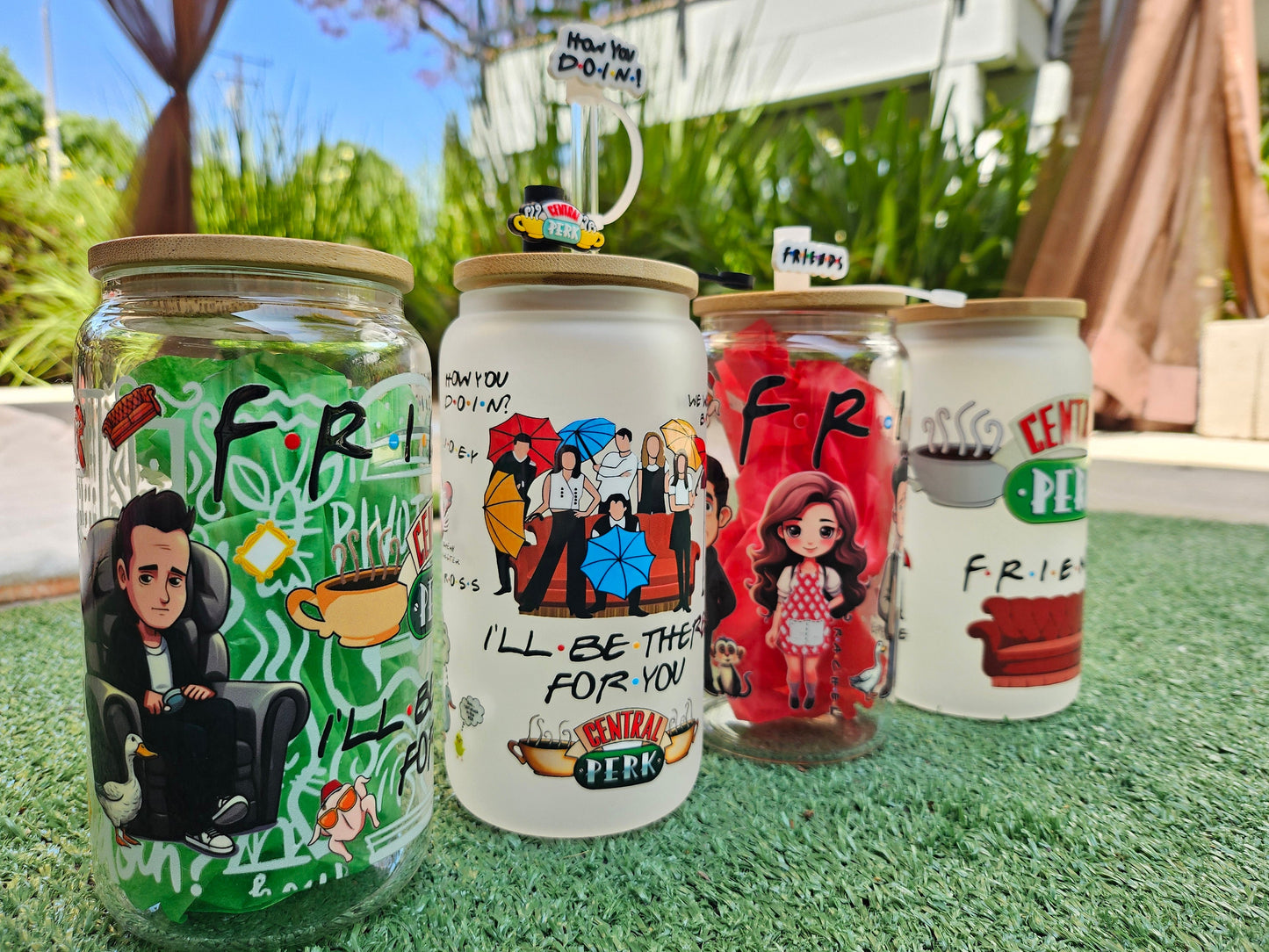 Friends CENTRAL PERK show I ll be there for you pivot how you doing/ cup mug glass drink hydrate water coffee tea tumbler custom / gift set