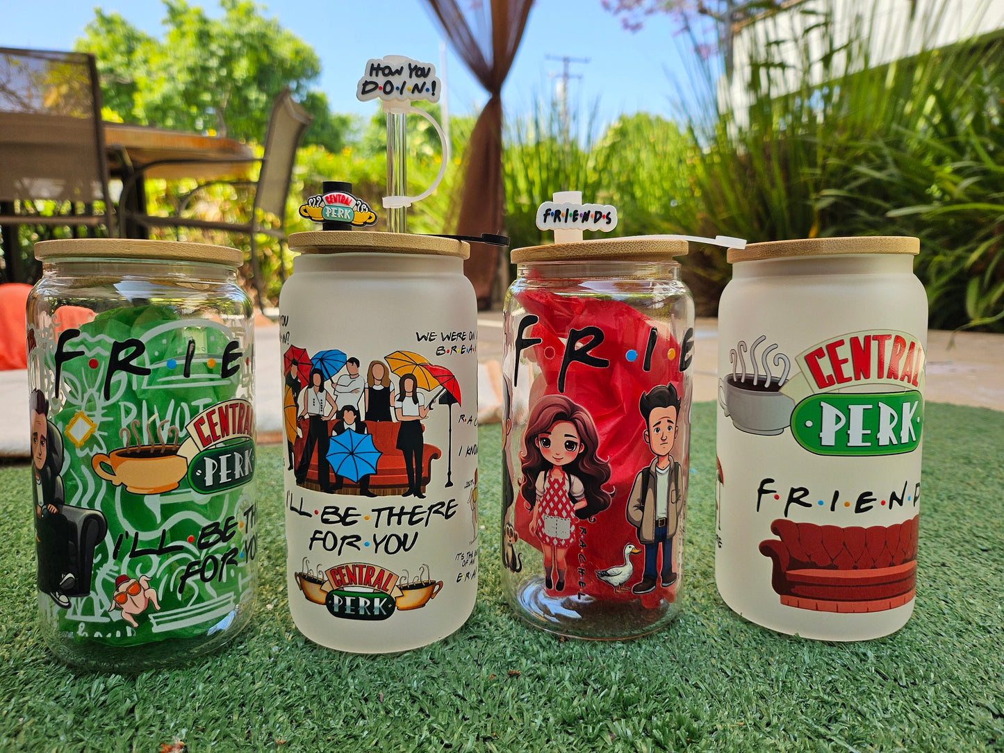 Friends CENTRAL PERK show I ll be there for you pivot how you doing/ cup mug glass drink hydrate water coffee tea tumbler custom / gift set