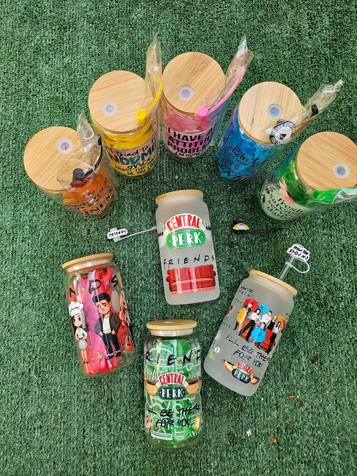 Friends CENTRAL PERK show I ll be there for you pivot how you doing/ cup mug glass drink hydrate water coffee tea tumbler custom / gift set