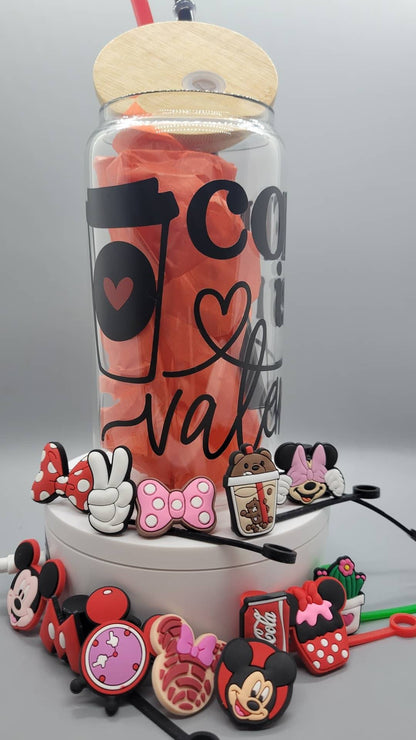 Valentines love sweet  Custom / Personalized / Name 16oz Iced Coffee Glass with Bamboo Lid & Plastic Straw, Can Shaped Coffee Cup Gift