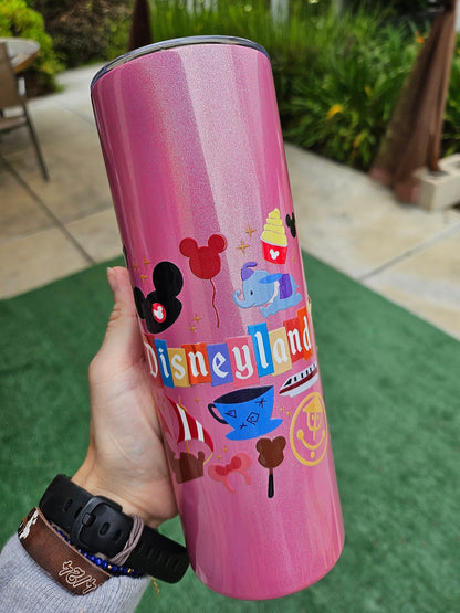 Disneyland 20oz stainless steel black sparkling glittery pink princess castle disney mickey mouse tumbler/ tea coffee starbucks custom drink