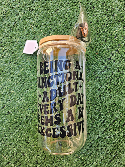 SENSE Sarcastic quotes glass 20oz cup sets / funny daily living/ friend prank fun adults /laugh gift interesting etsy finds cool personalize