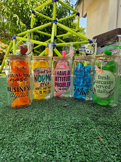 DAILY Sarcastic quotes glass 20oz cup sets / funny daily living/ friend prank fun adults /laugh gift interesting etsy finds cool personalize