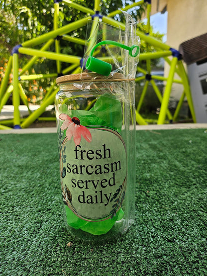 DAILY Sarcastic quotes glass 20oz cup sets / funny daily living/ friend prank fun adults /laugh gift interesting etsy finds cool personalize