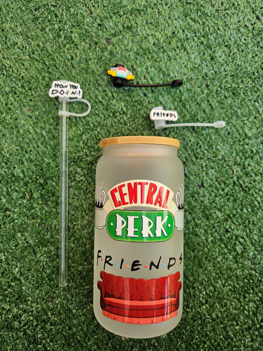 Friends CENTRAL PERK show I ll be there for you pivot how you doing/ cup mug glass drink hydrate water coffee tea tumbler custom / gift set