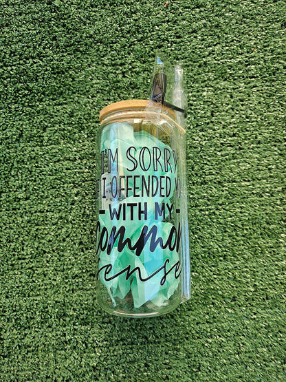 SENSE Sarcastic quotes glass 20oz cup sets / funny daily living/ friend prank fun adults /laugh gift interesting etsy finds cool personalize